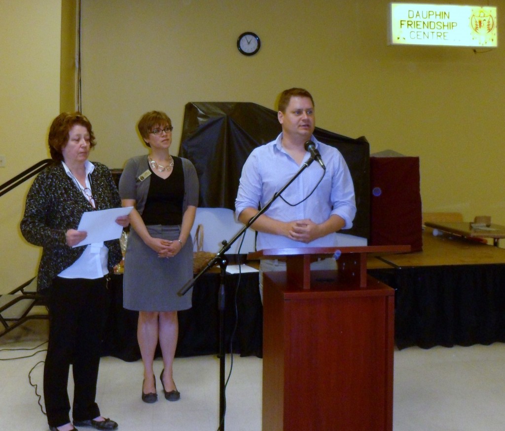 Dauphin Friendship Centre Diamond Jubilee Medal presentation to recipient Susie Secord (far left)