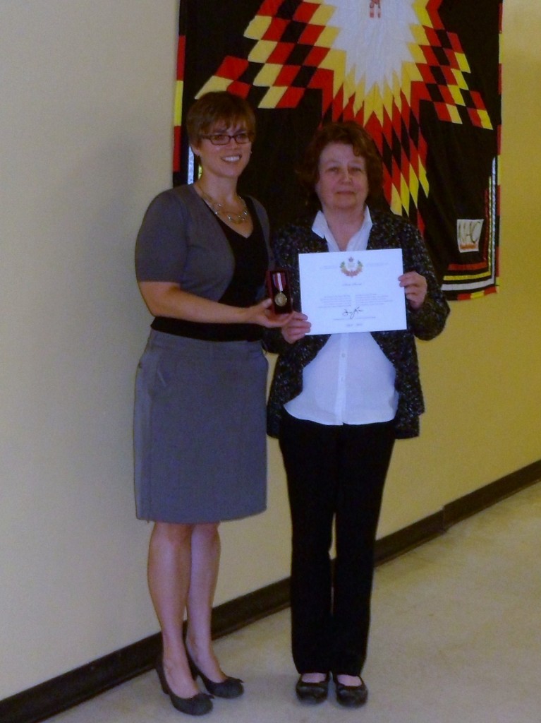Dauphin Friendship Centre Diamond Jubilee Medal presentation to recipient Susie Secord (on right)